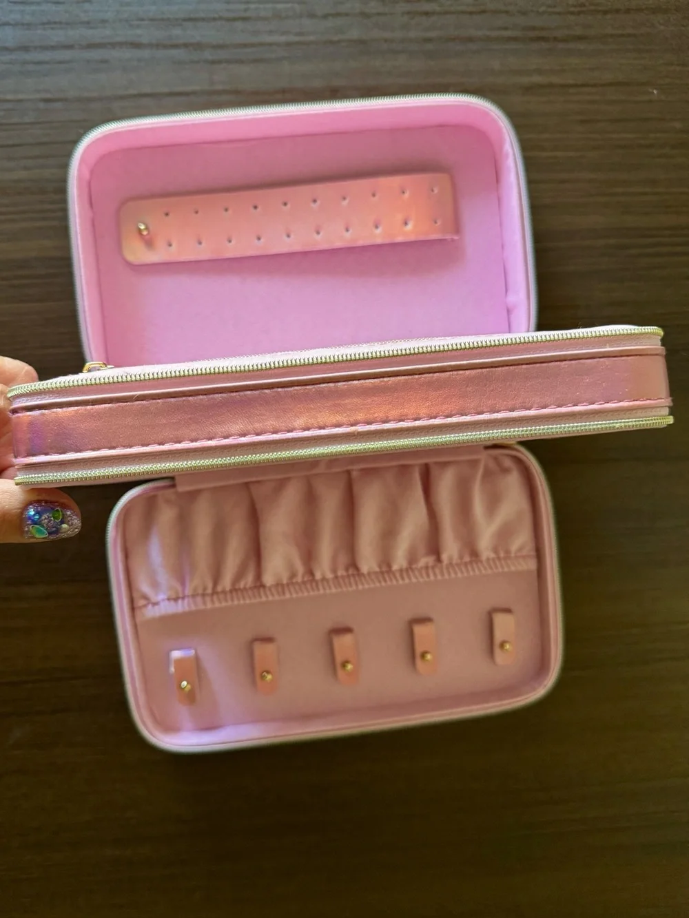 Target Pink Metallic Double-Zip Travel Jewelry Case